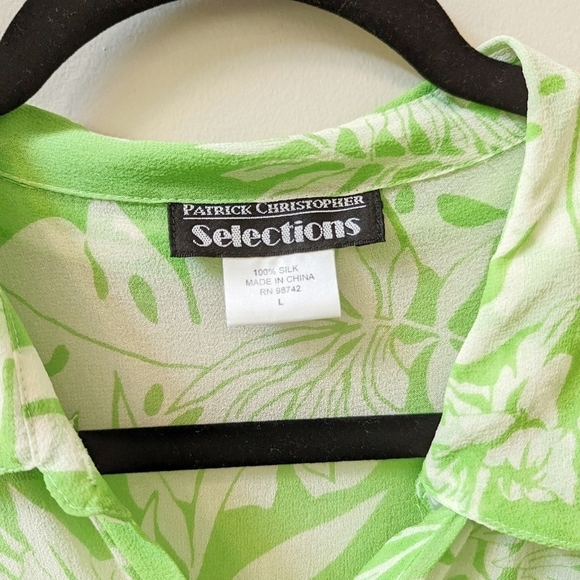 Vintage Tropical Floral Button-Up Sheer Silk Tunic Swim Cover - Picture 12 of 12